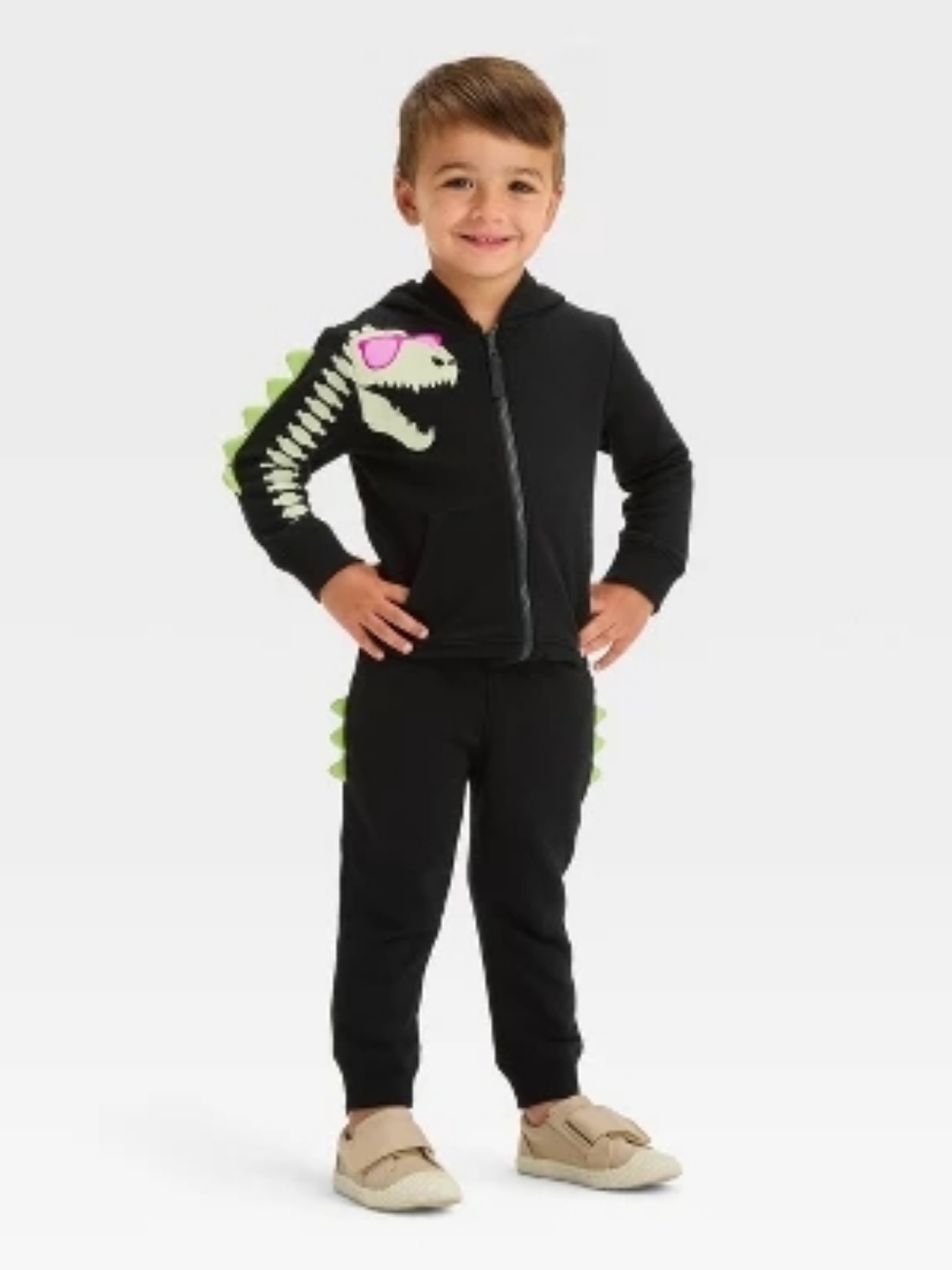 Dino Hoodie (W/Glow In the Dark Dino) & Matching Jogger Pants W/Spines, 4T